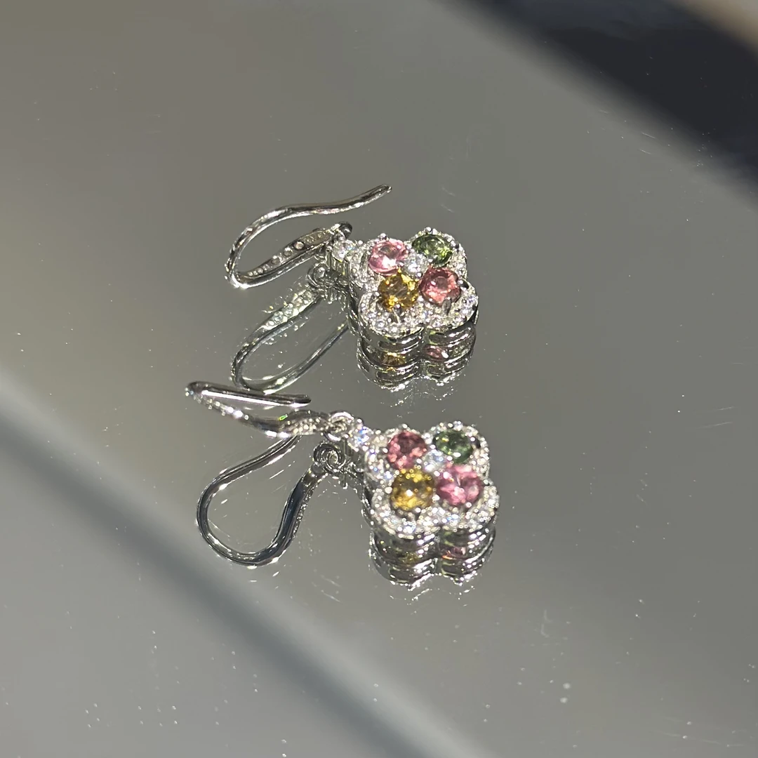 【553】天然碧玺耳环S925银特价