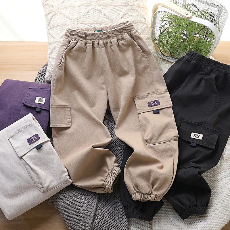 【春季新品】3025韩版儿童春秋季休闲长裤百搭原创设计水洗棉工装裤