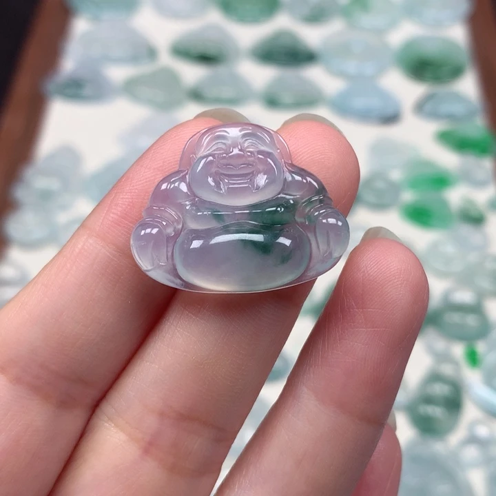 翡翠未镶嵌颈饰冰种飘花佛公