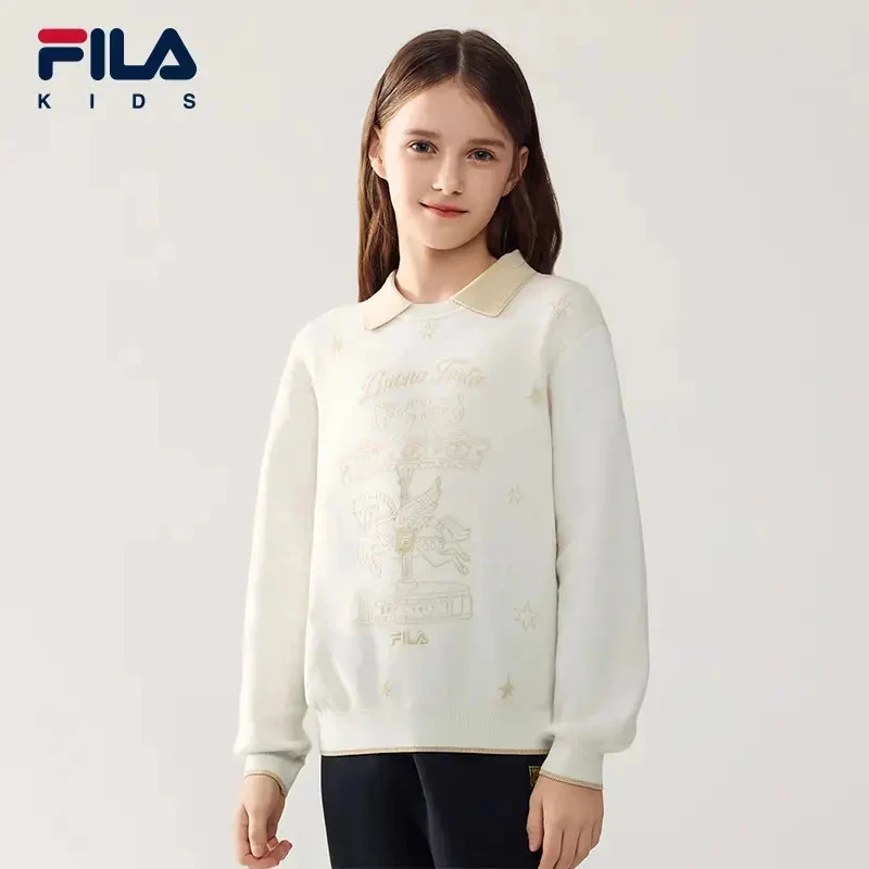 FILA斐乐儿童【马年毛衣】冬季贵气休闲女童编织衫K12G614401F