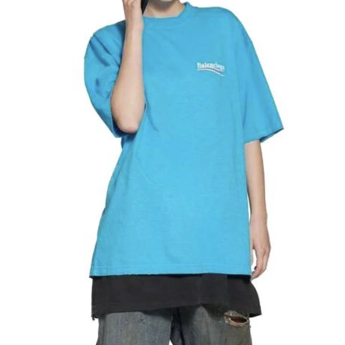 未使用 Balenciaga/巴黎世家 2599/SS23 蓝色Logo印花短袖/M（os）