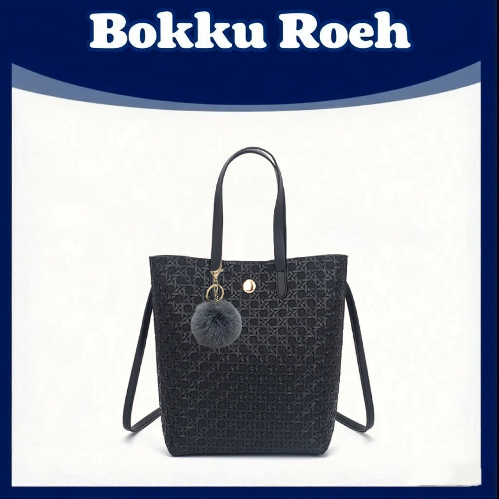 【工厂直销】BOKKUROEH轻奢经典编织黑色休闲女包小包