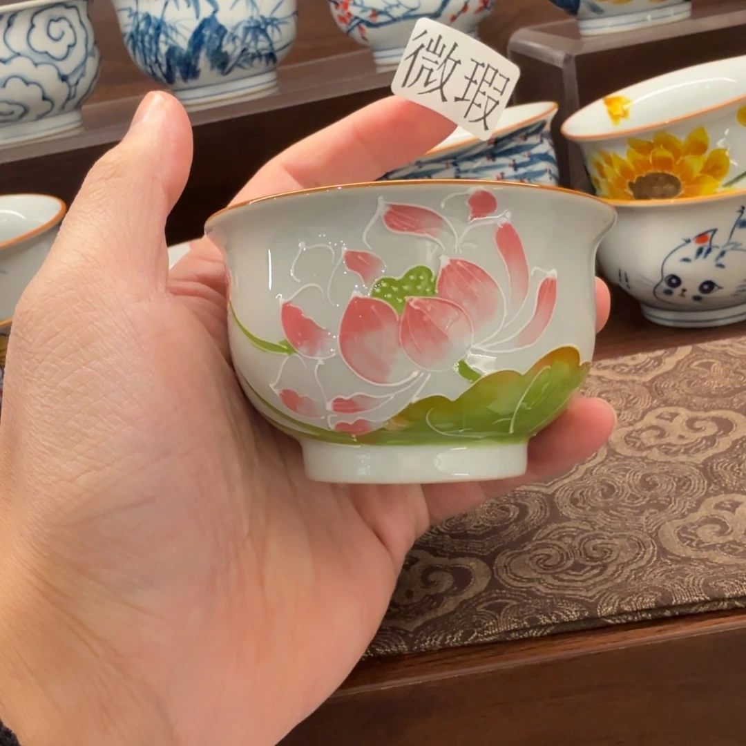 釉下手绘茶具微瑕