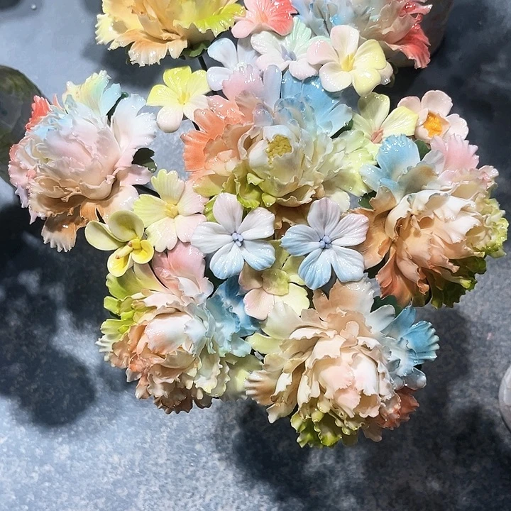 陶瓷花花摆件，花束