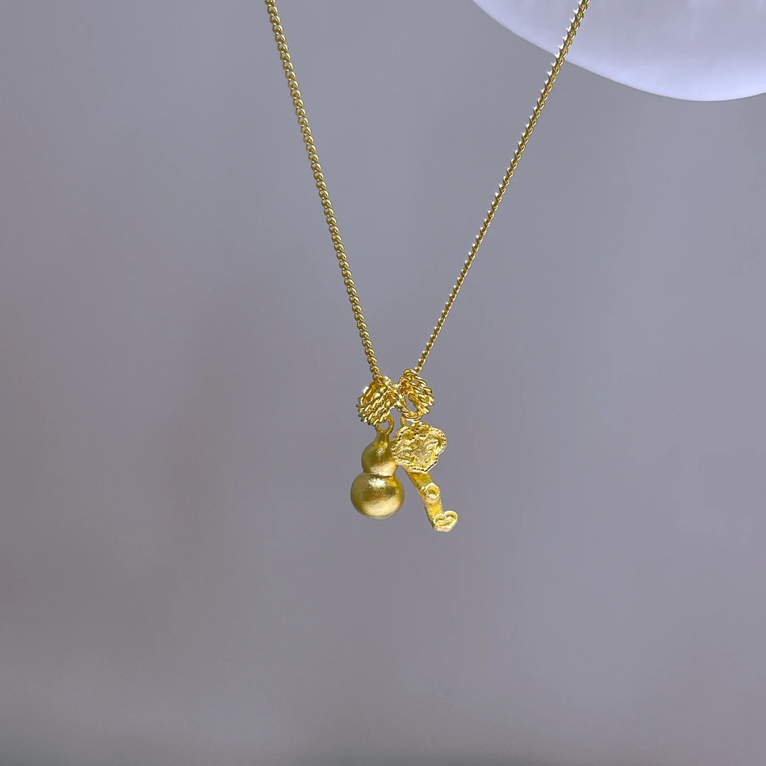 5G工艺足金999新中式葫芦如意套链