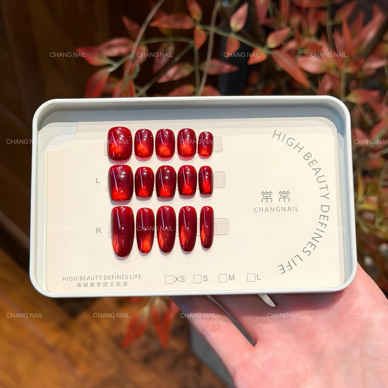 凝光红石榴-Pomegranate-穿戴甲石榴红显白纯色猫眼气质风 10片装