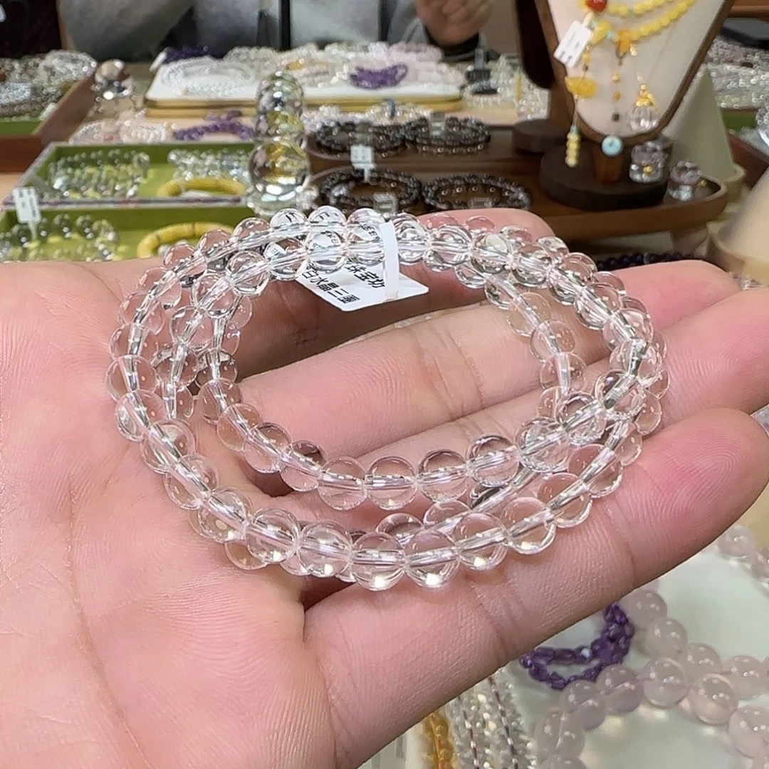 龟***马水晶手链未镶嵌白水晶三圈卡4m屁桃