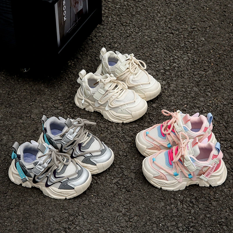 春季儿童运动鞋网面透气男童老爹鞋3-12岁中大童鞋百搭女童跑步鞋