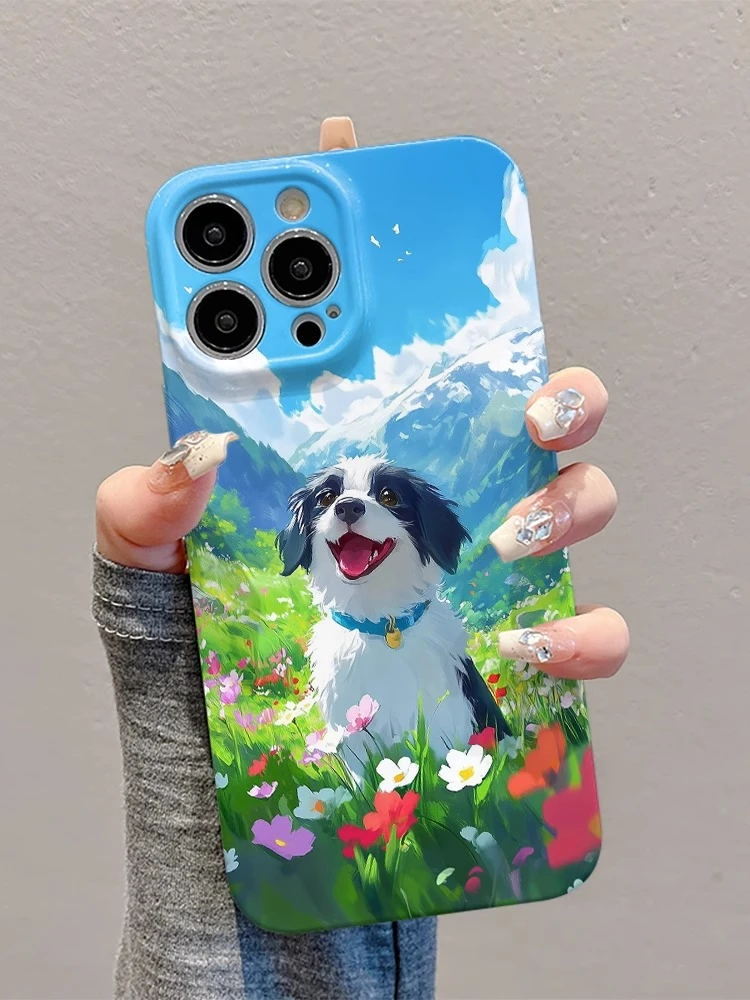 菲林软壳防摔花丛边牧冲适用苹果16华为reno13小米15vivox200 1加