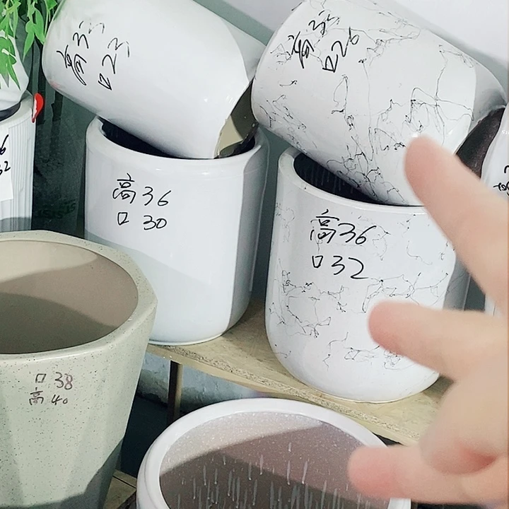陶瓷陶瓷大花盆黑色飞丝一套