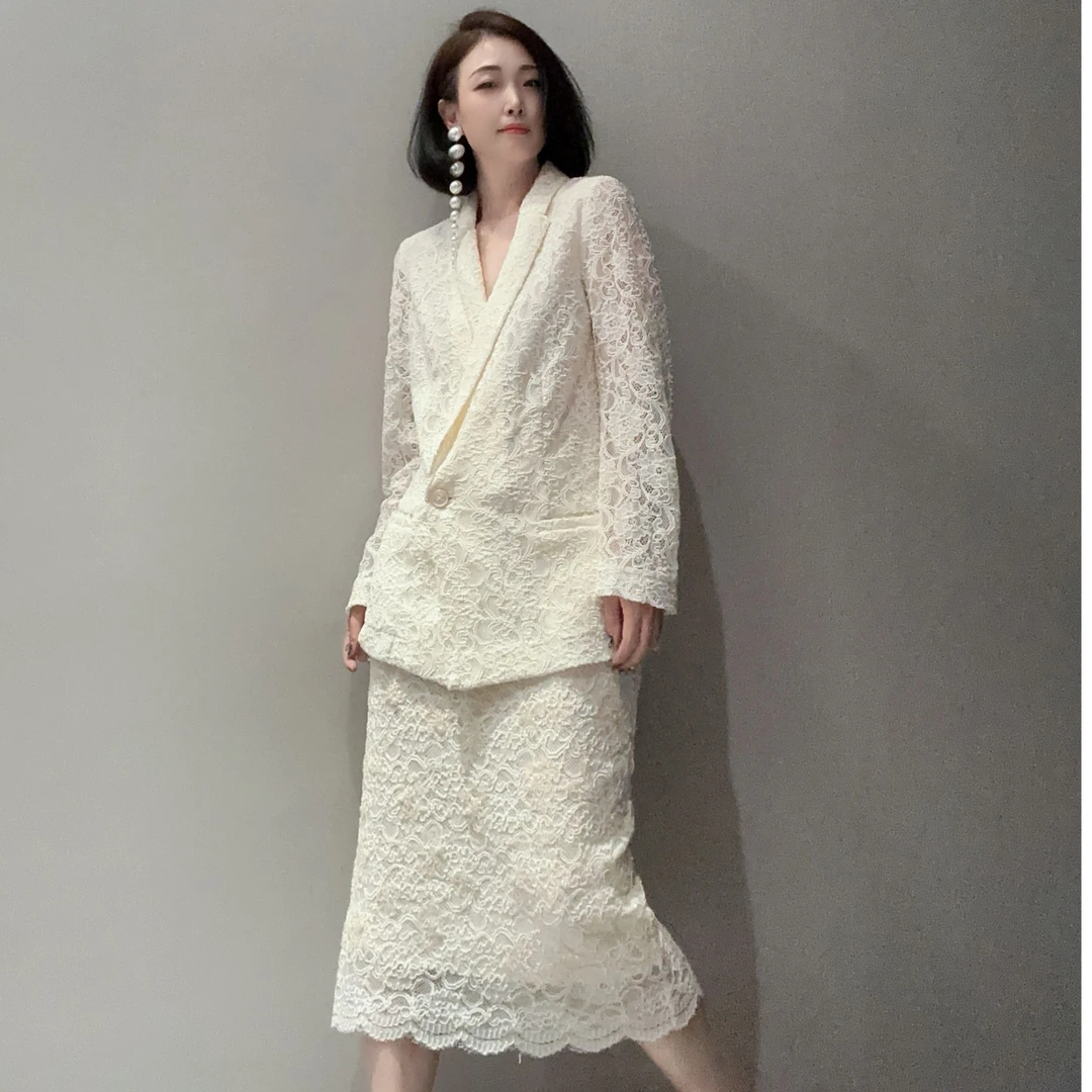 【半裙】轻奢重工修珠片蕾丝半裙MS9915