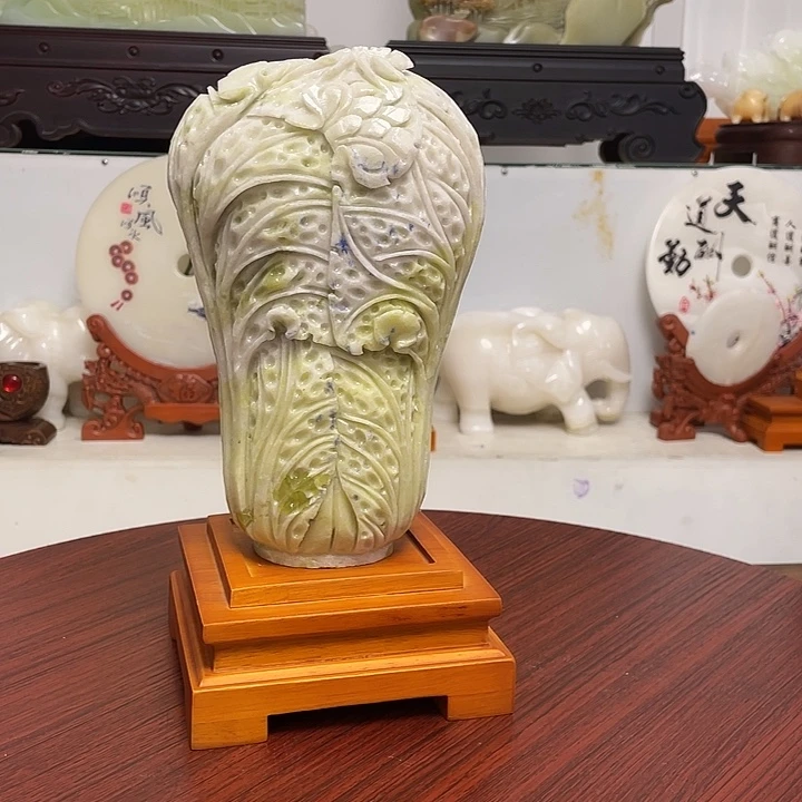 玉天然玉石白菜摆件