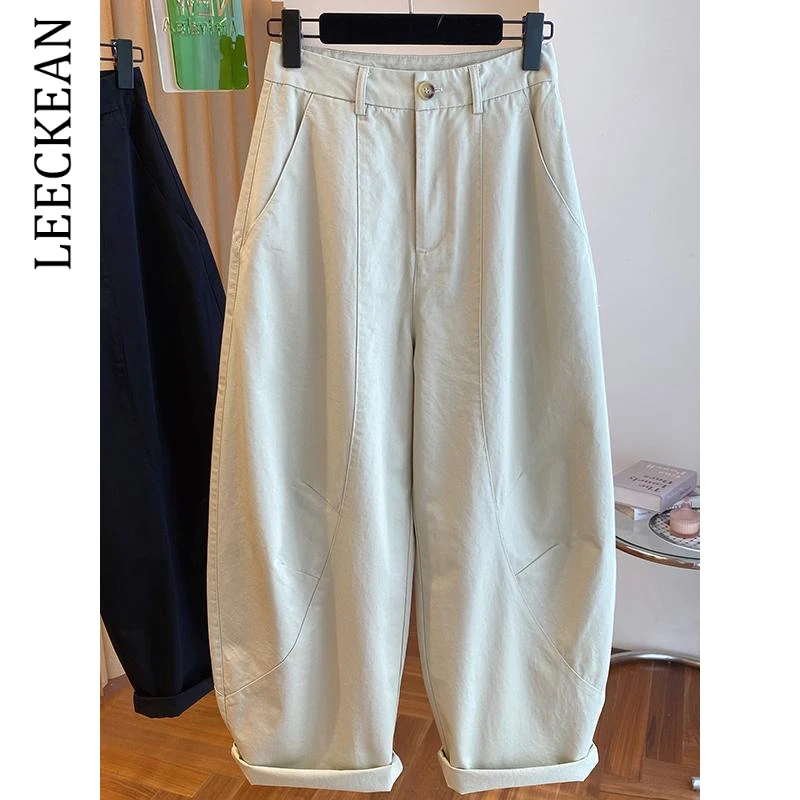 【尖货甄选】弯刀阔腿休闲裤女2025新款梨形身材大码显瘦高腰哈伦裤