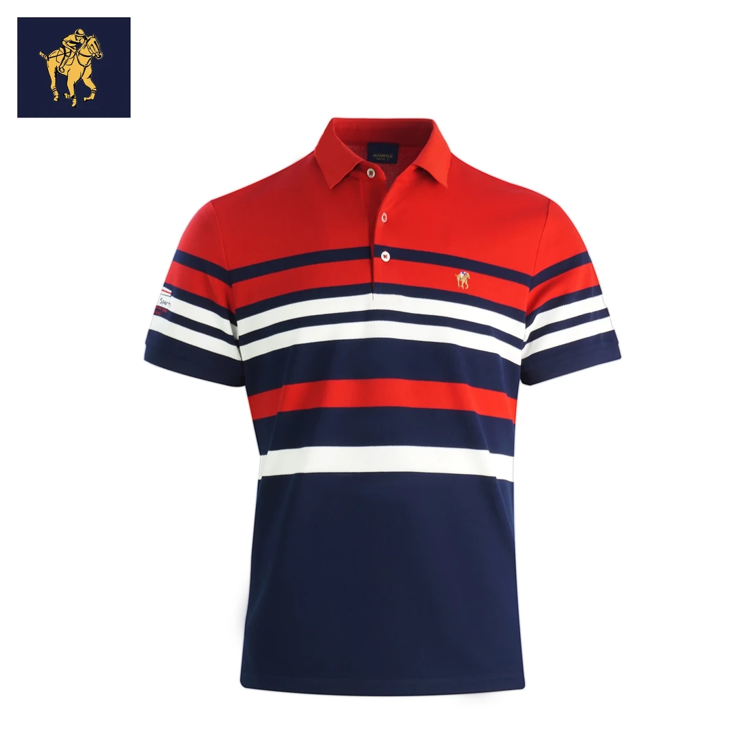 男士POLO衫潮流时尚透气拼色红色休闲短袖男装翻领夏季百搭新男款