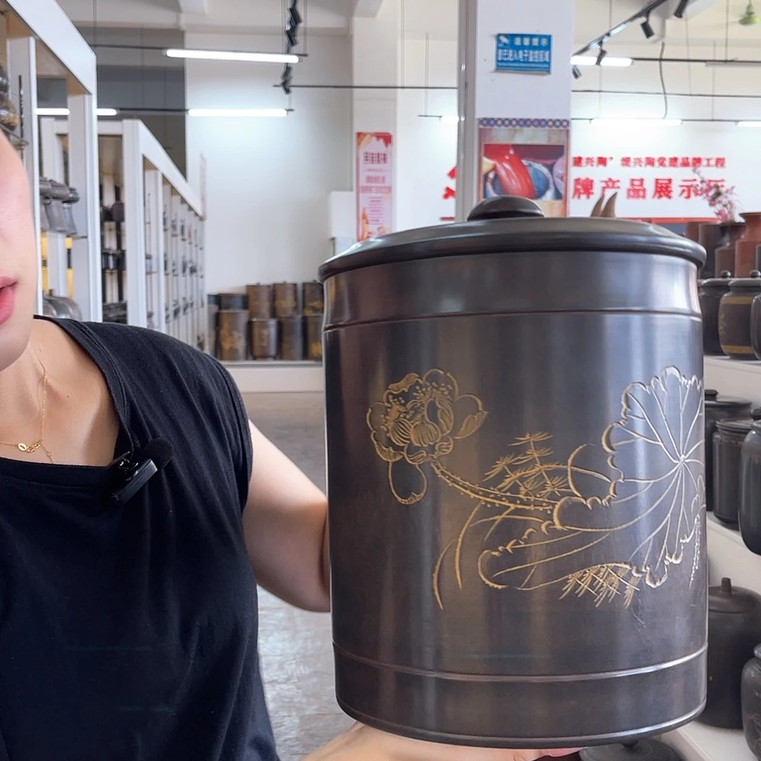 钦州原矿原泥 坭兴陶 茶叶罐 五斤装