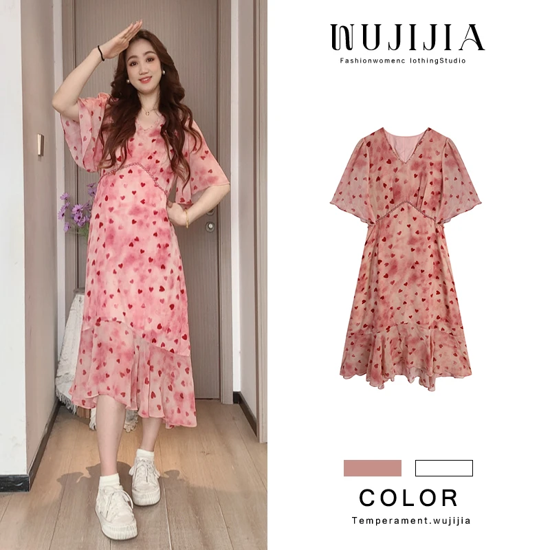五季家夏季显瘦气质收腰连衣裙碎花复古大码女装ZL108980