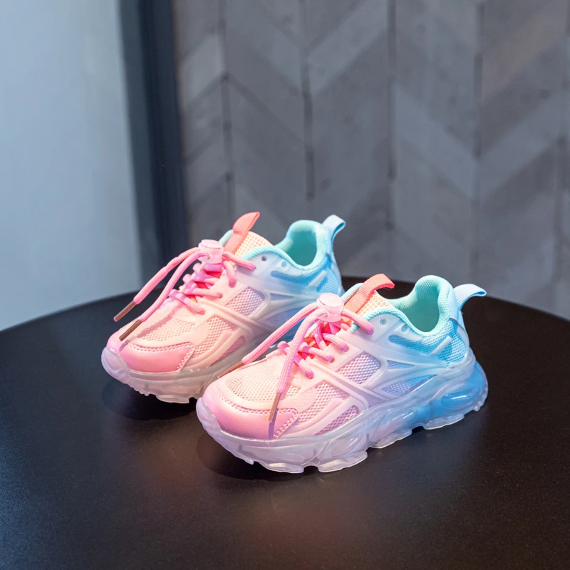 单网断码运动鞋中大童秋季新款男童女孩防水耐磨老爹鞋防滑软底