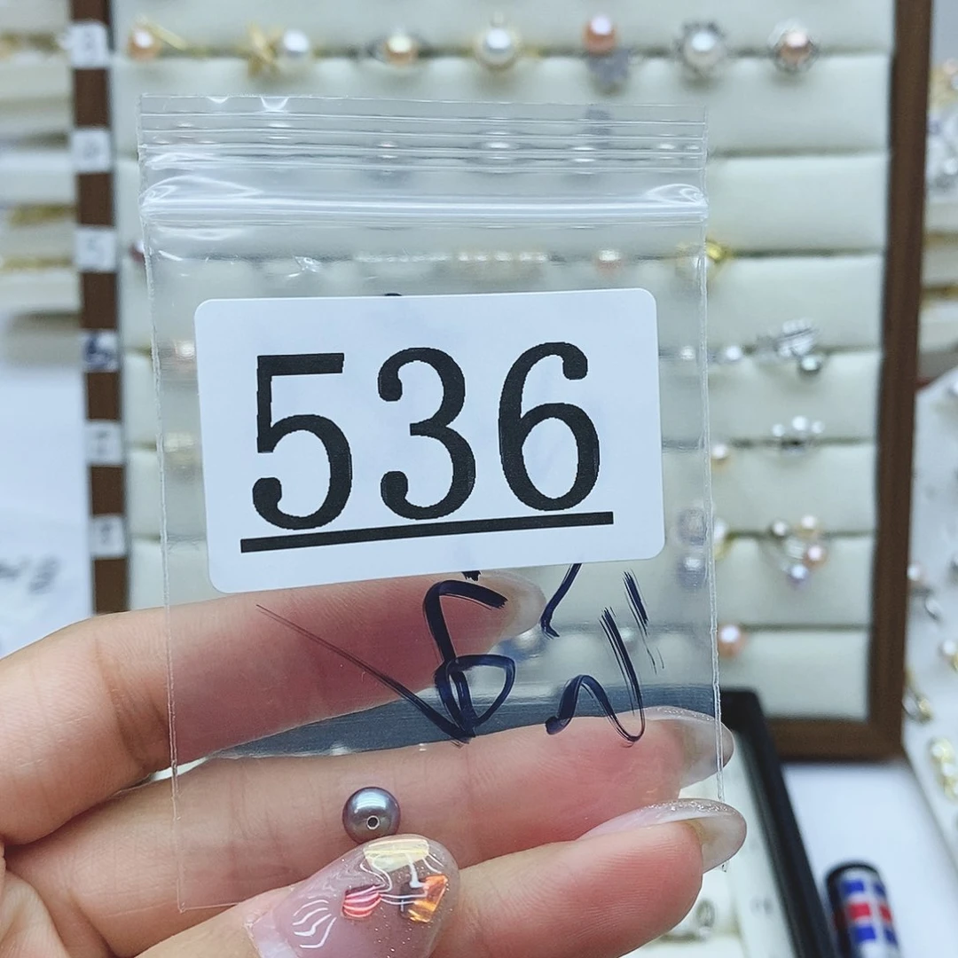 淡水珍珠戒指银S925镶嵌小*灰536