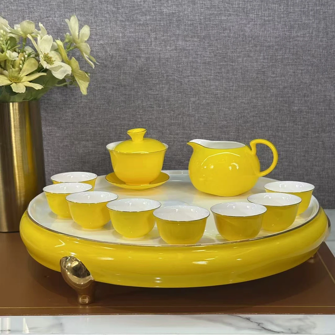 帝王黄薄胎茶具乔迁送礼