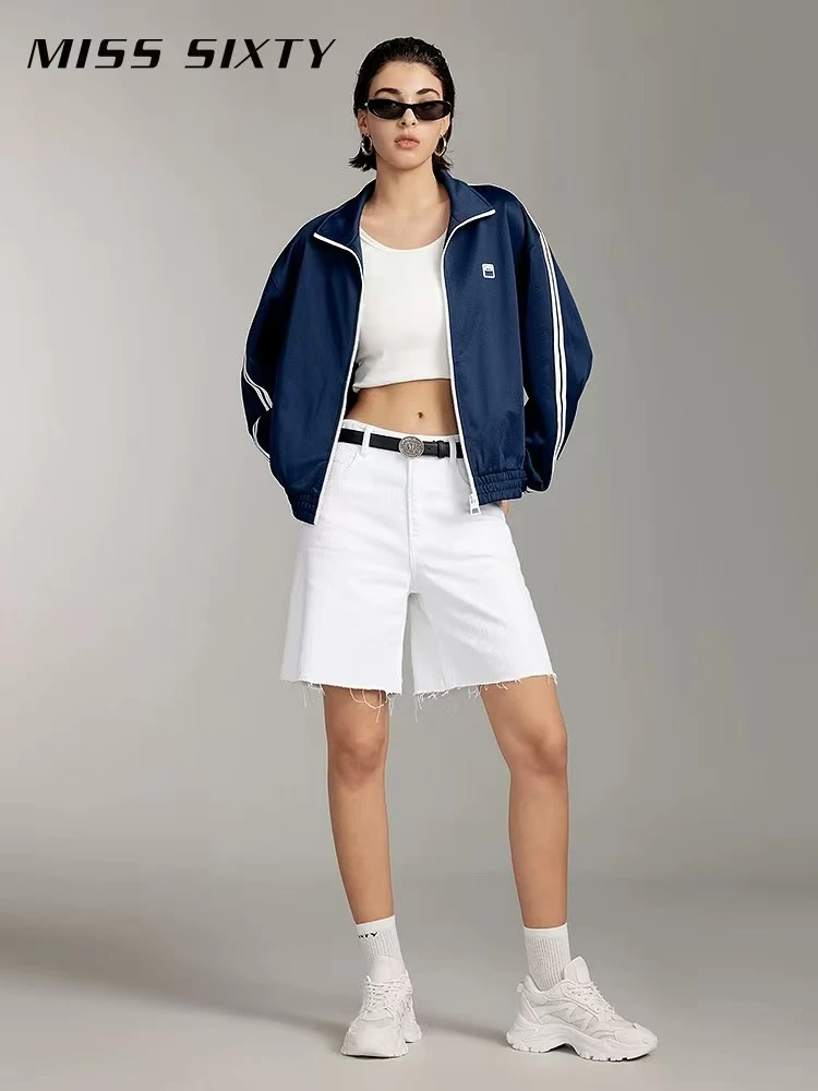 D9-2两色“小金属”五分裁边牛仔短裤（6070）