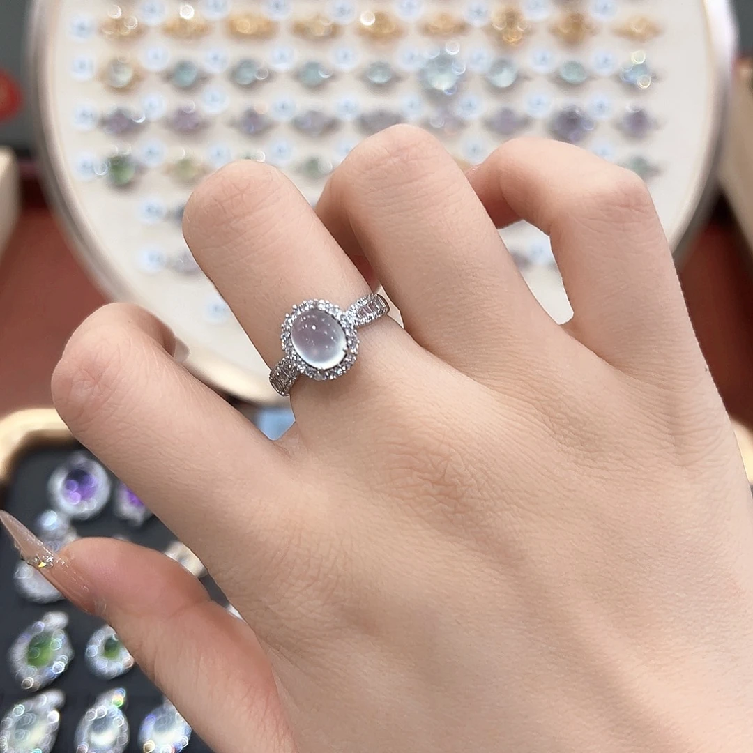 蛇纹石玉银S925镶嵌戒指