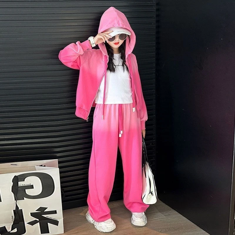 春秋女童宽松外套套装新款洋气时髦女孩时尚休闲百搭卫衣裤两件套