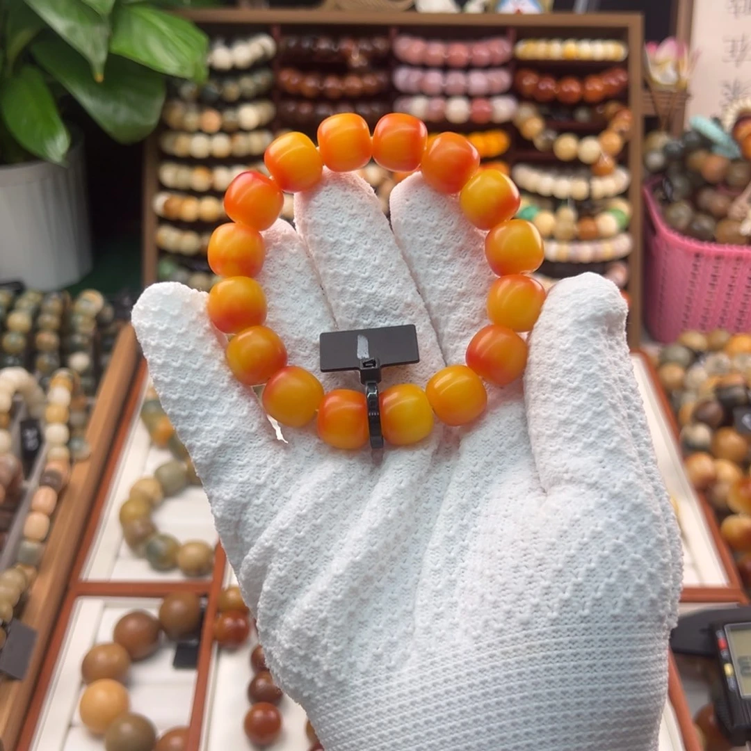 菩提根/象牙果手串卡14.6桶珠干磨黄油桃全品1新品