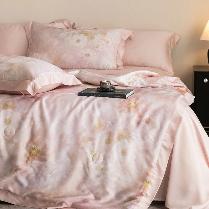 【小杨首发·专版花型·虞美人】莱赛尔轻奢印花夏被四件套--LA