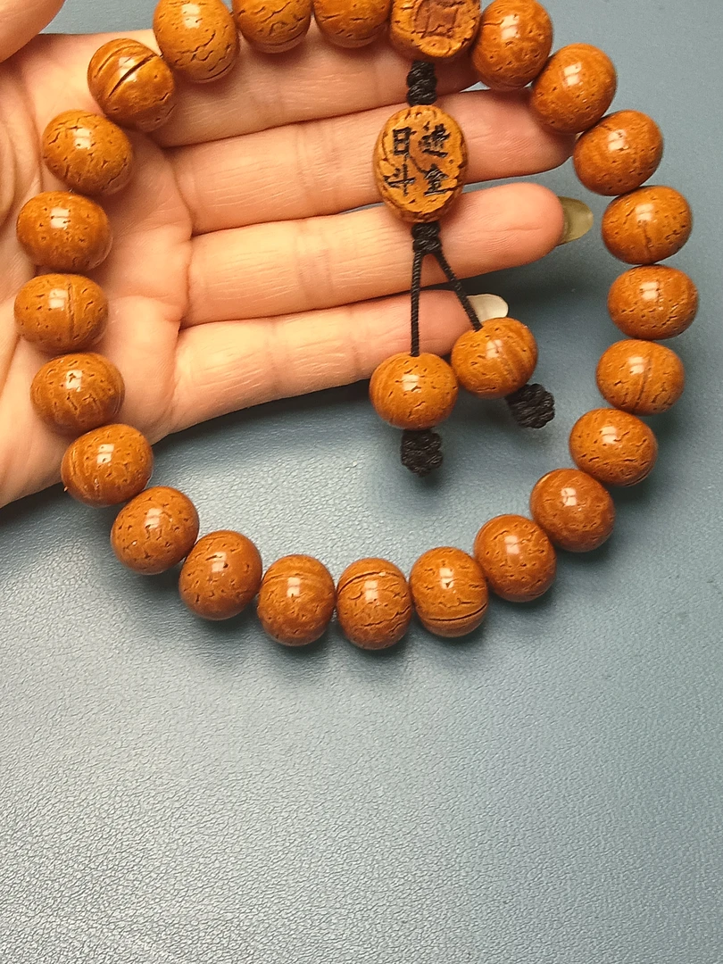 桃核手串算盘17花皮色差21颗