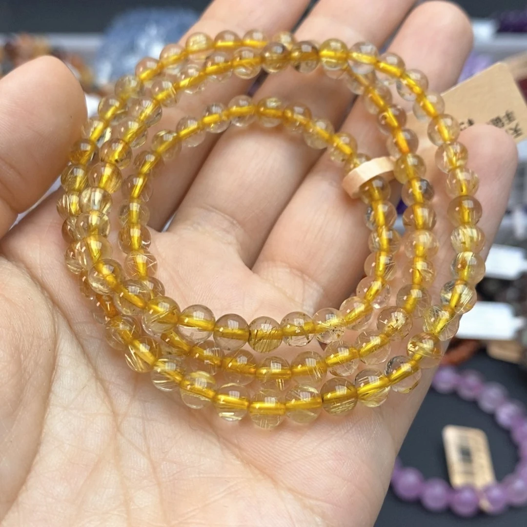 水晶手串未镶嵌金发晶多圈