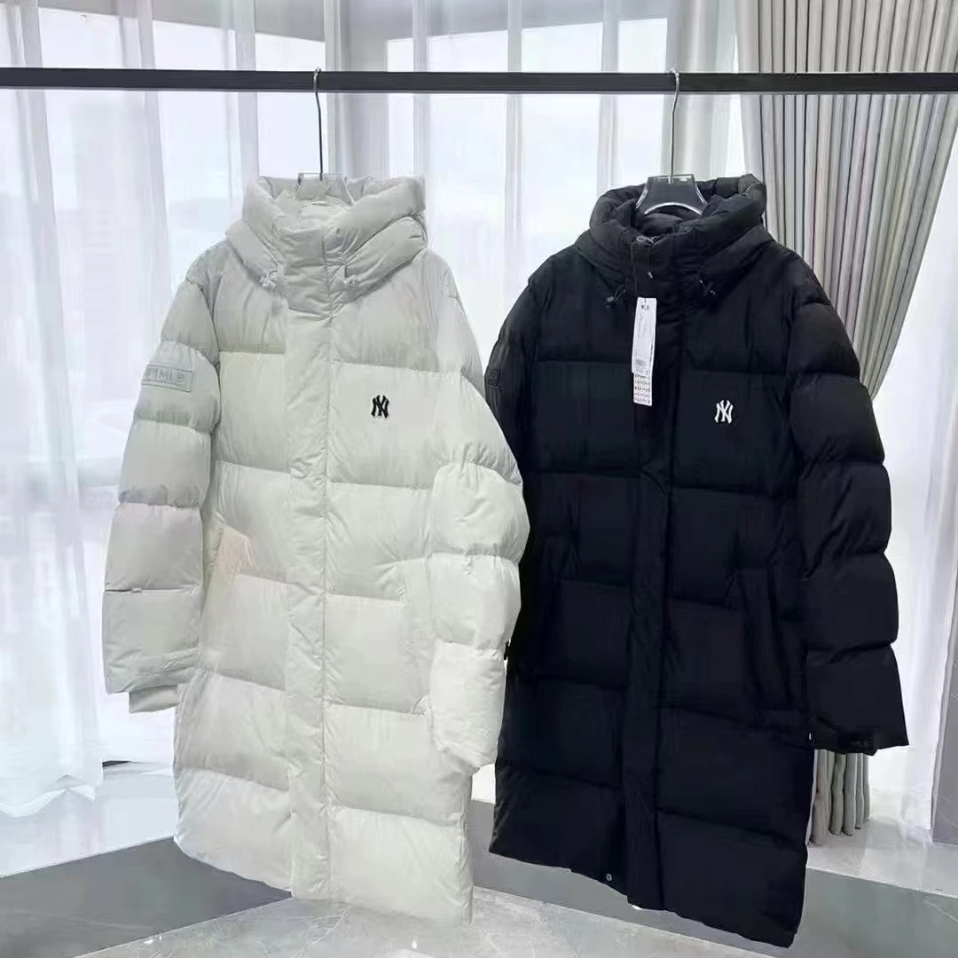 【奥莱专区】男女韩版保暖休闲连帽羽绒服棉服中长款运动黑白色长款