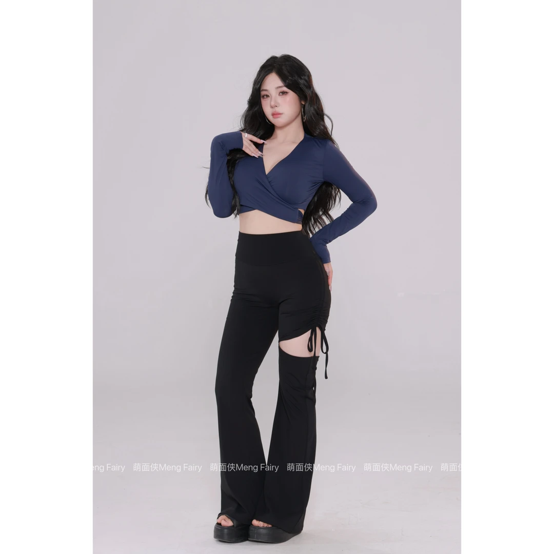 现货萌面侠【甜欲玩家】纯欲辣妹绑带短健身瑜伽服套装6593M5733M