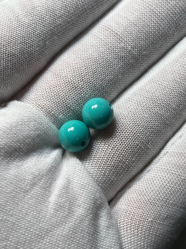 天然高瓷绿色8毫米圆珠配珠对珠