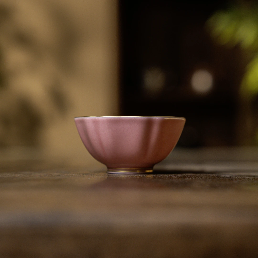 【小田甄陶】樱粉-华隐堂-绣球六方杯-40ML（华隐S0921）