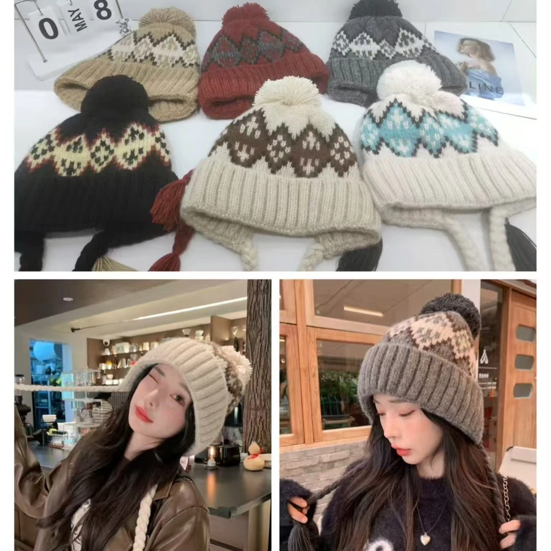 女秋冬雷锋帽护耳帽防风女帽加绒防风百搭女士加厚骑车保暖帽韩版