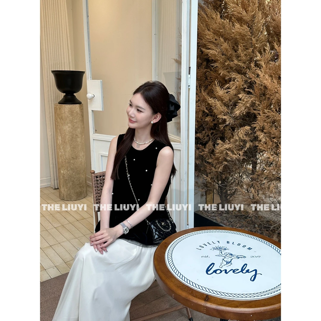 【LIUYI】意中人~精致风高定夏季丝绒钉珠无袖上衣560212