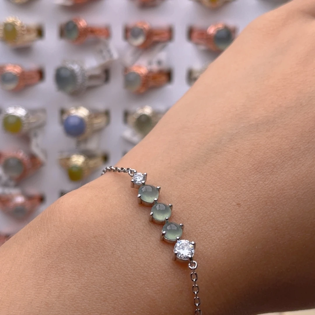 银S925镶嵌手链翡翠11111