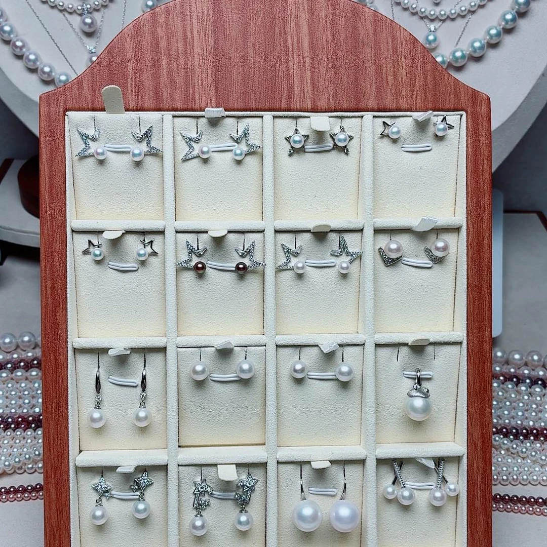 颈饰淡水珍珠银S925镶嵌耳钉吊坠展示