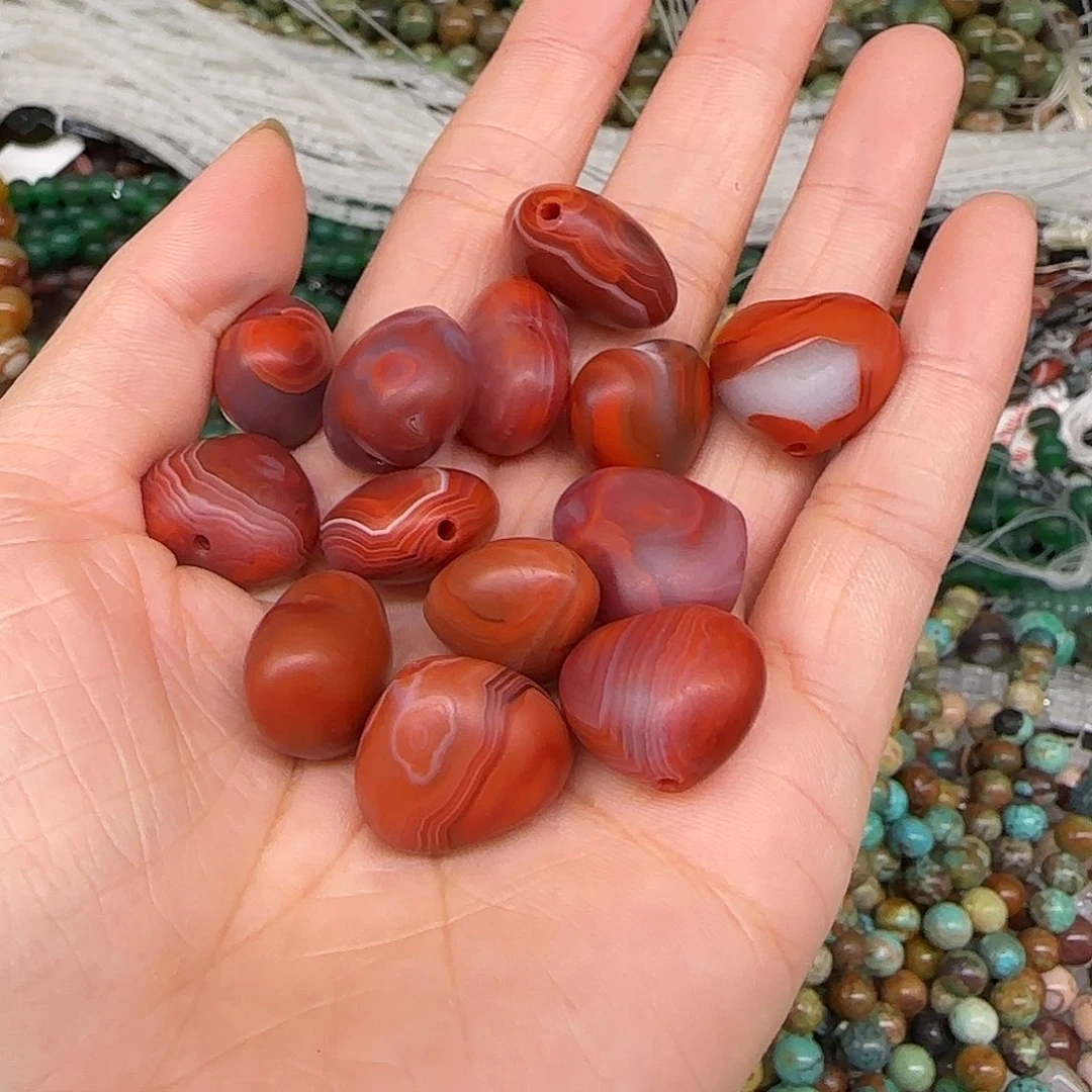 玛瑙/玉髓合金珠宝半成品哑光南红爱心一颗19mm