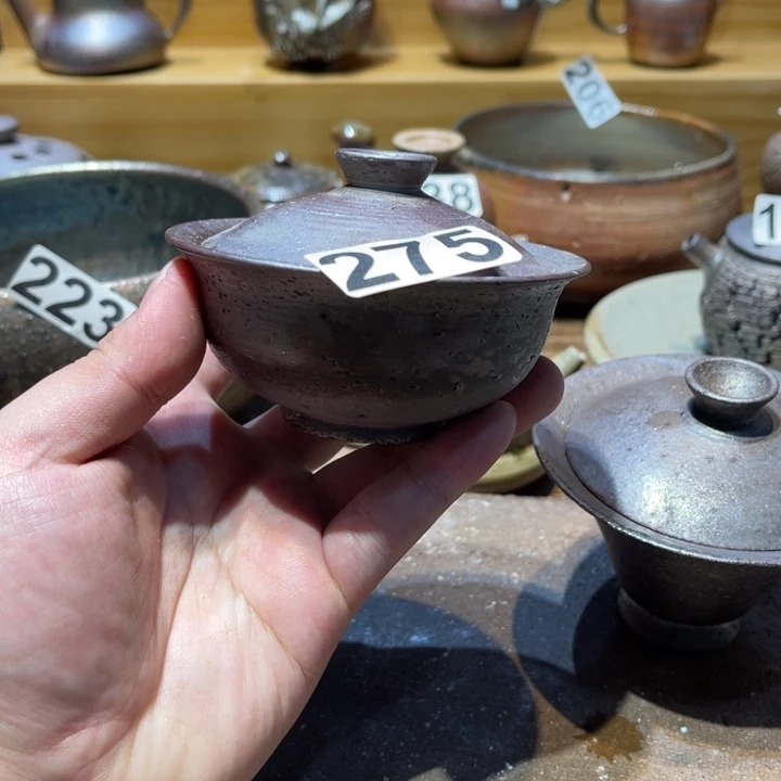 手工制作柴烧盖碗275