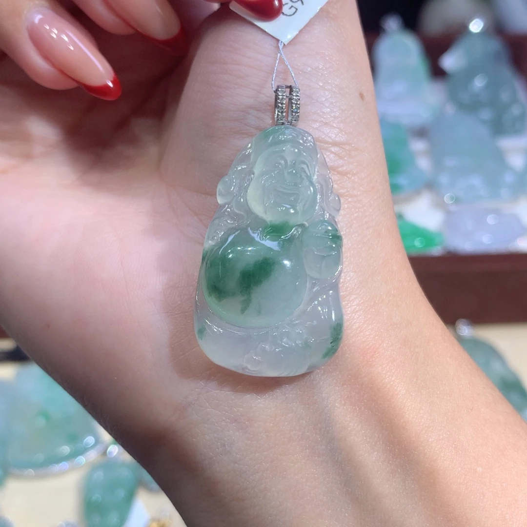 吊坠(不含链)18K金镶嵌翡翠