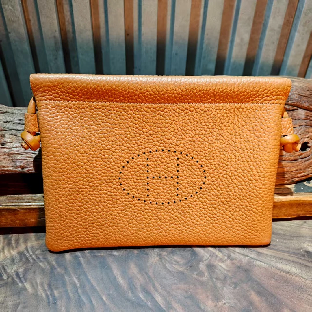 新款19*14头层皮荔枝纹手机夹子包文艺单肩真皮斜跨包