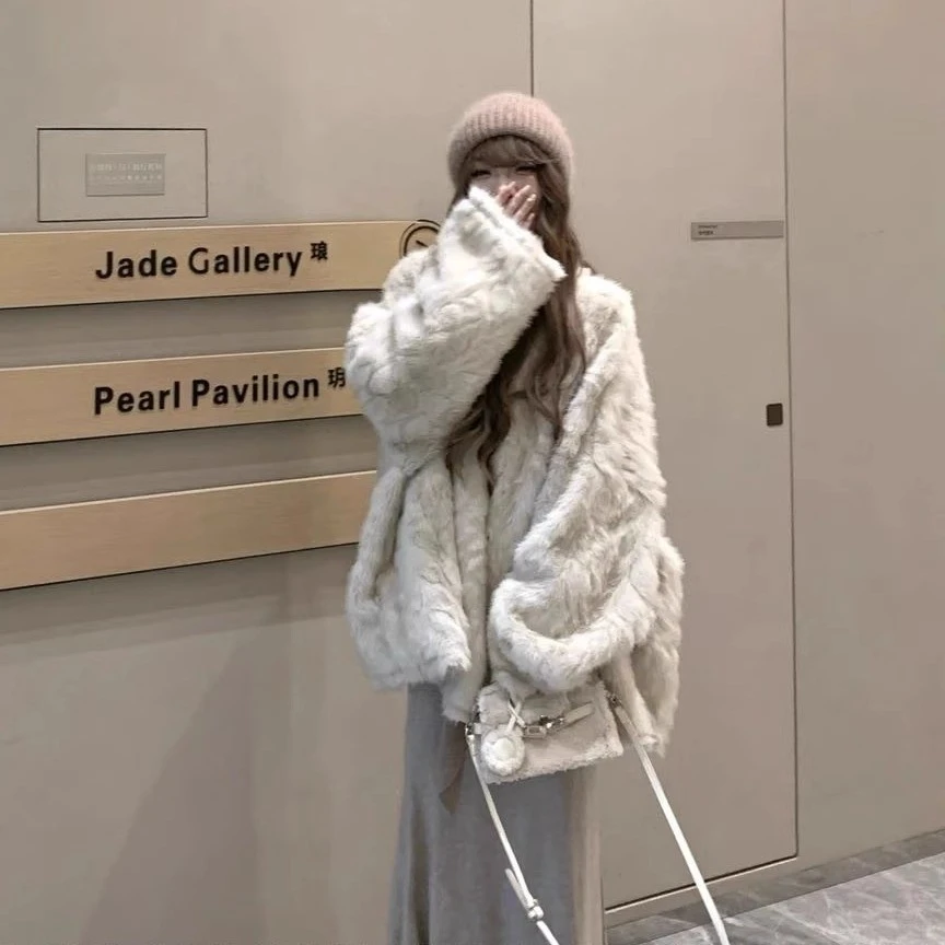 人造皮草 2025冬季慵懒宽松韩版加厚大衣廓形显瘦百搭毛毛外套女