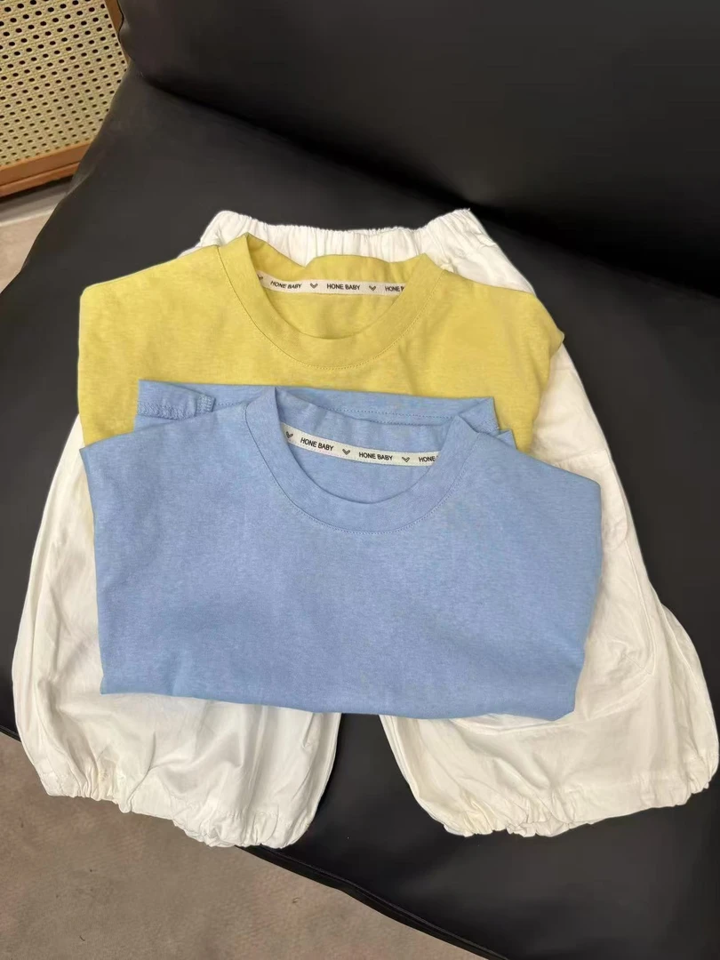 【雪花棉】儿童夏季韩版洋气纯色搭短袖T恤上衣