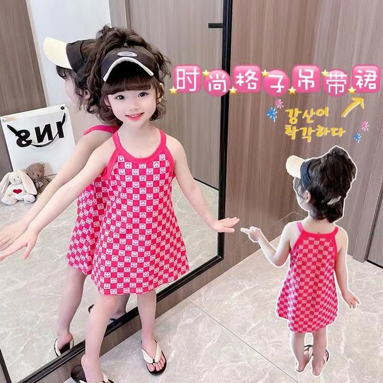 女童夏季新品吊带连衣裙儿童碎花冰丝公主裙