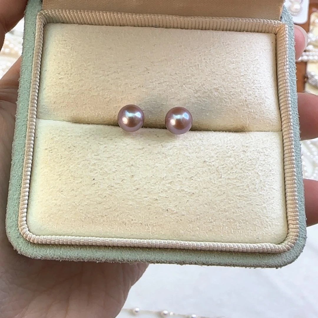 耳钉淡水珍珠银S925镶嵌