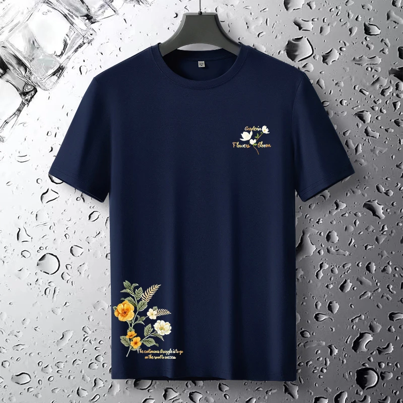 公鸡圆领半袖T恤男士高端宽松大码莫代尔体恤2025年夏季新款短袖