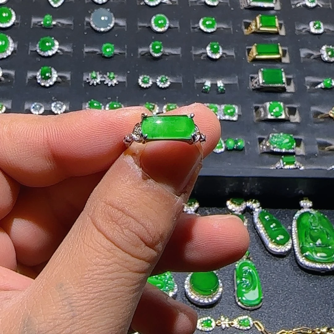 翡翠银S925镶嵌戒指