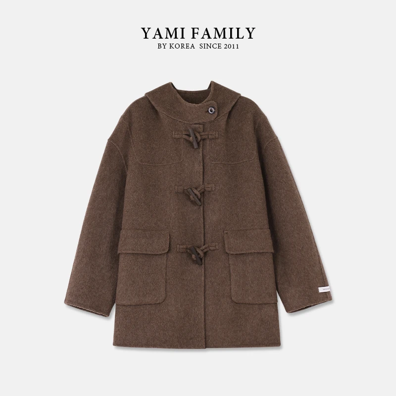【巧克力派】YM 526 秋冬大衣气质纯色短款时尚休闲双面羊毛大衣