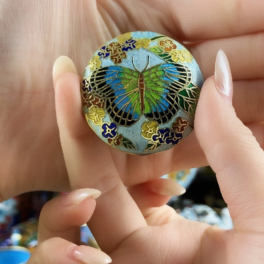 海***虹铜浅蓝色蝴蝶大吊坠